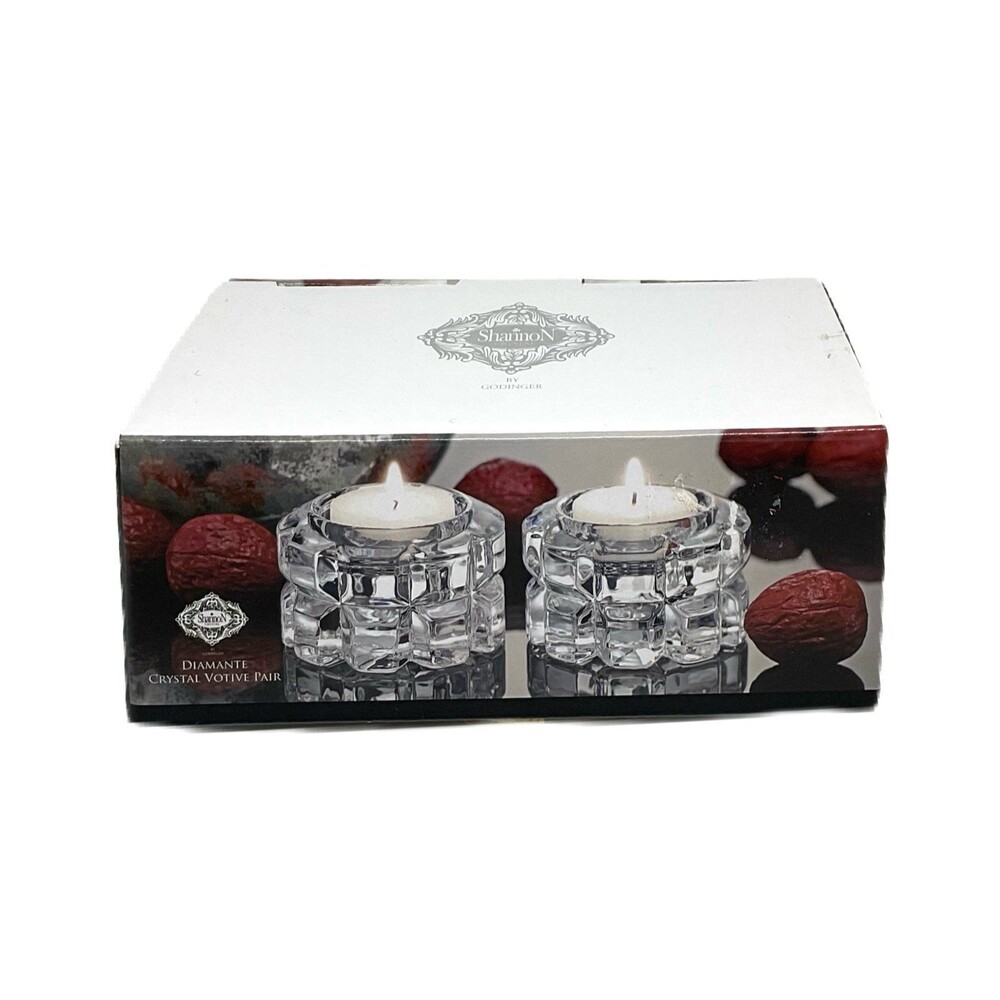 Shannon-Diamanté Crystal Votive Pair -Candle Holders